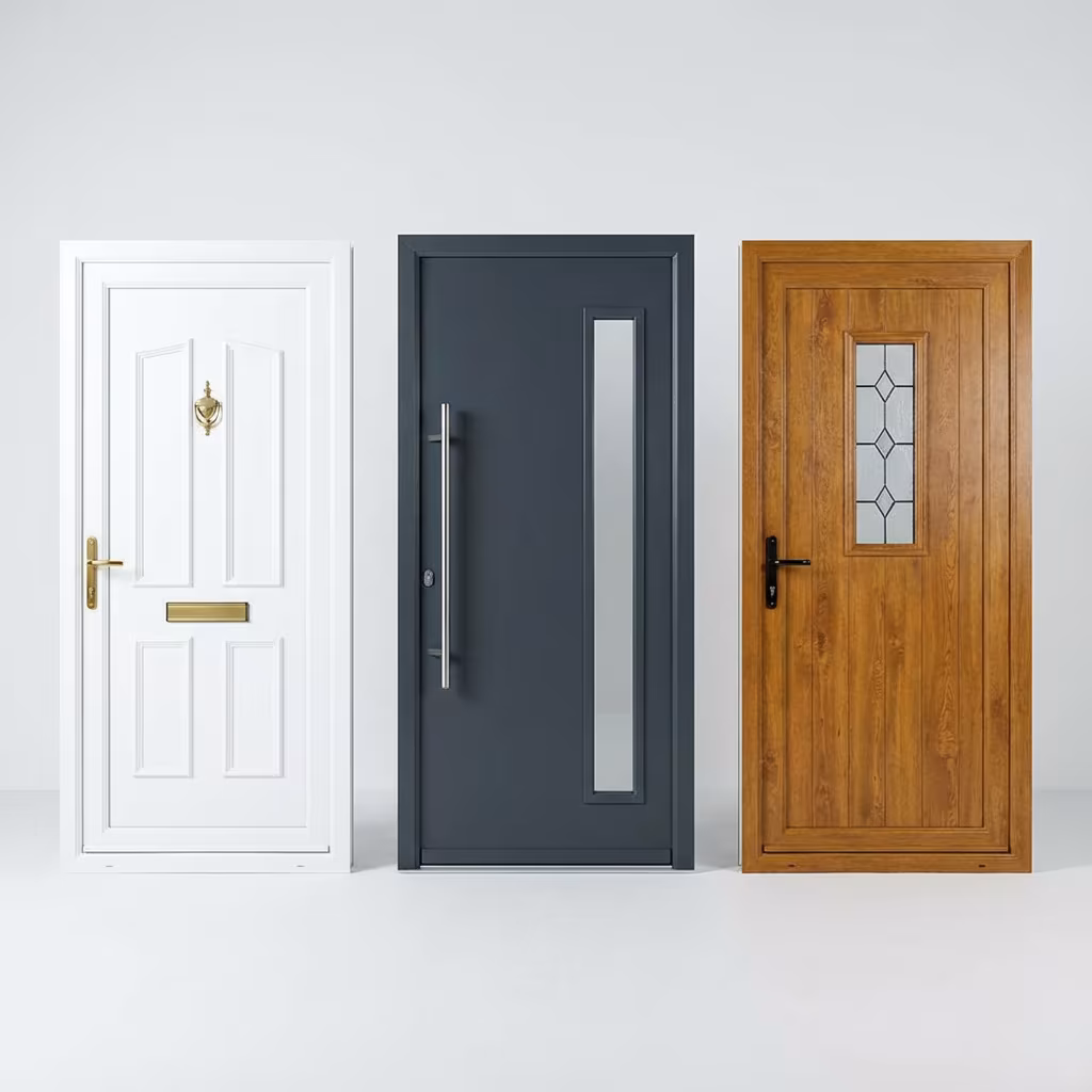 Divers designs de portes d'entrée en PVC