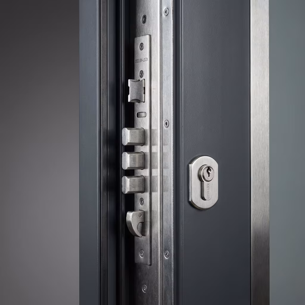 Système de sécurité pour porte d'entrée PVC