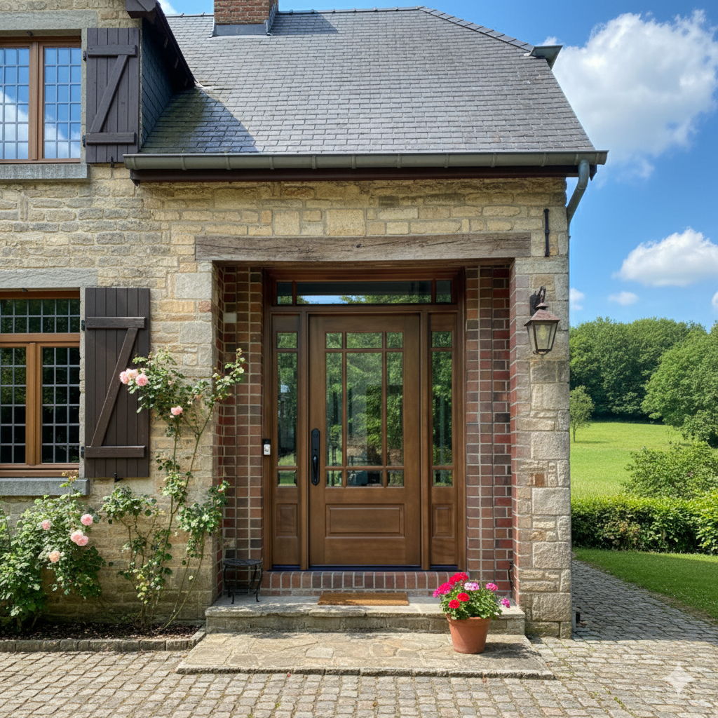 Elegante en edele houten voordeur